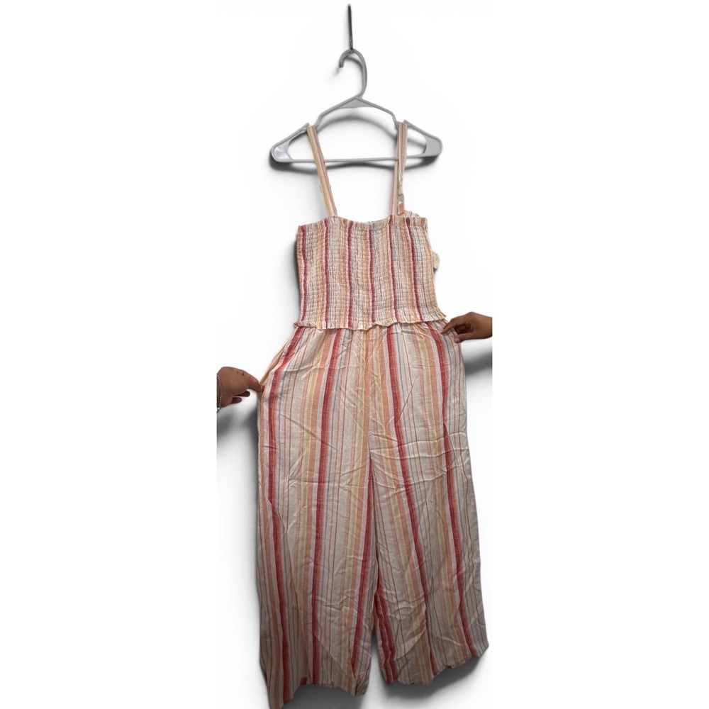 Altar'd State Striped Smocked Wide Leg Jumpsuit Multicolor Pastel Size M NEW